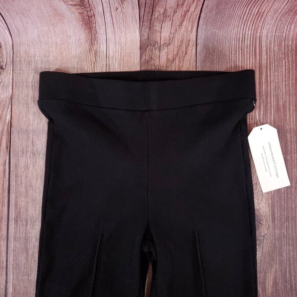 NWT Donni Womens Size Medium The Rib Kick Flare Bell Bottom Pants Black - Picture 3 of 14